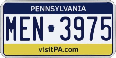 PA license plate MEN3975