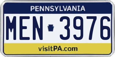 PA license plate MEN3976