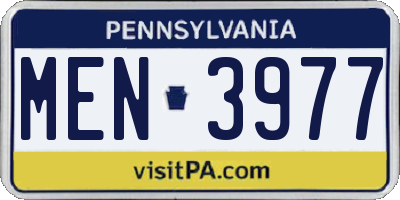 PA license plate MEN3977