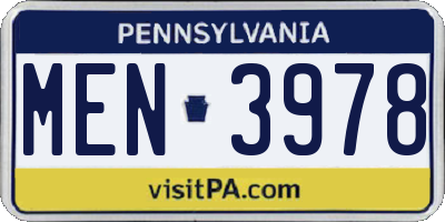 PA license plate MEN3978