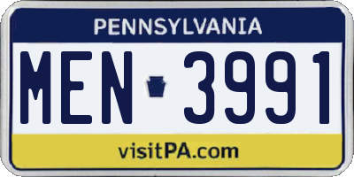 PA license plate MEN3991