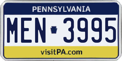 PA license plate MEN3995