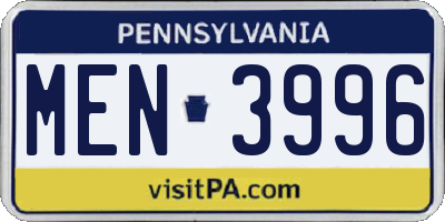 PA license plate MEN3996