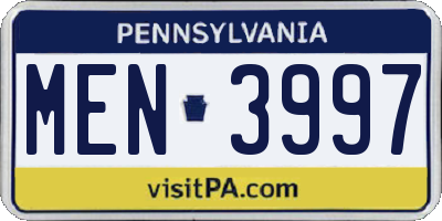 PA license plate MEN3997