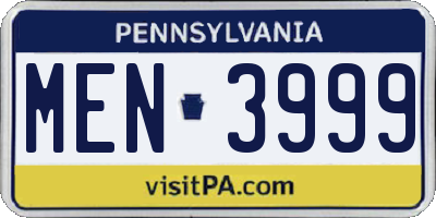 PA license plate MEN3999