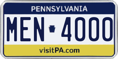 PA license plate MEN4000