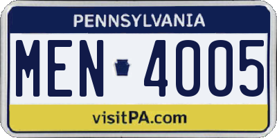 PA license plate MEN4005