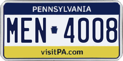 PA license plate MEN4008
