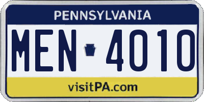 PA license plate MEN4010