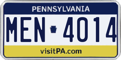 PA license plate MEN4014