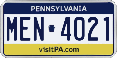 PA license plate MEN4021