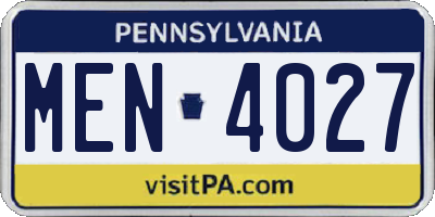 PA license plate MEN4027