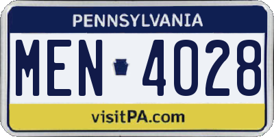PA license plate MEN4028