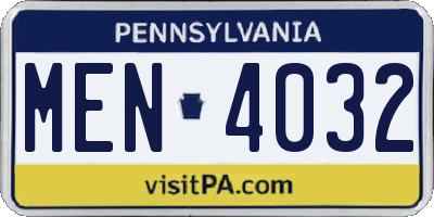 PA license plate MEN4032