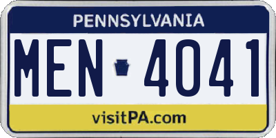 PA license plate MEN4041
