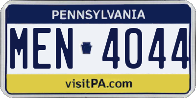 PA license plate MEN4044