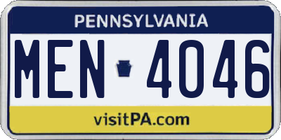PA license plate MEN4046