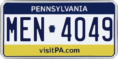 PA license plate MEN4049