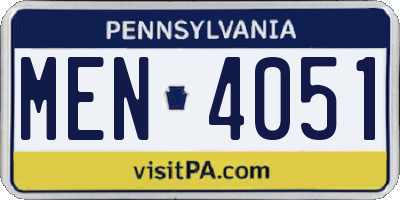 PA license plate MEN4051