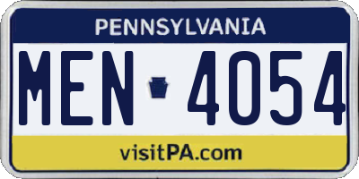 PA license plate MEN4054