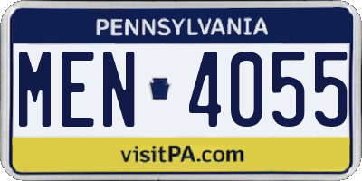 PA license plate MEN4055
