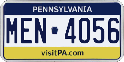 PA license plate MEN4056