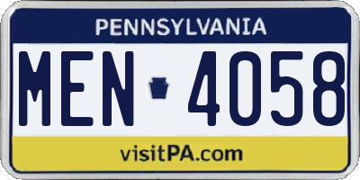 PA license plate MEN4058