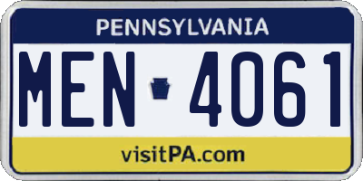 PA license plate MEN4061