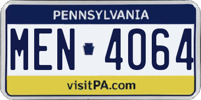 PA license plate MEN4064