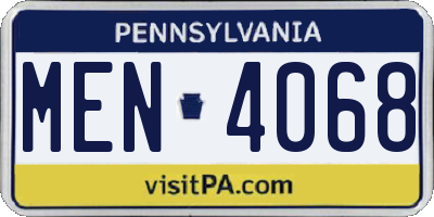 PA license plate MEN4068