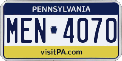 PA license plate MEN4070