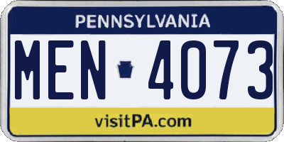 PA license plate MEN4073