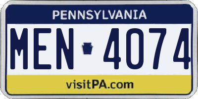 PA license plate MEN4074
