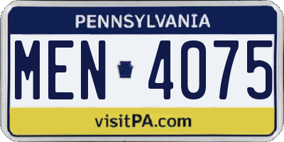 PA license plate MEN4075