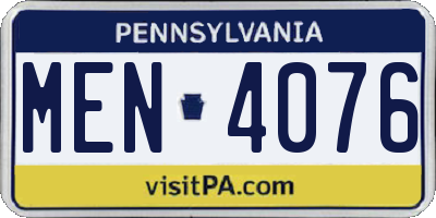 PA license plate MEN4076