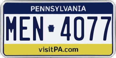 PA license plate MEN4077