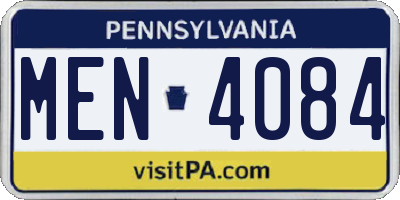 PA license plate MEN4084