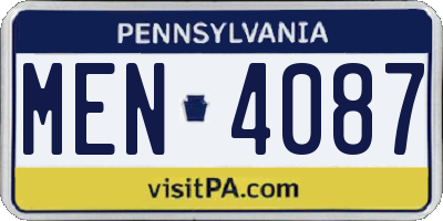 PA license plate MEN4087