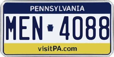 PA license plate MEN4088