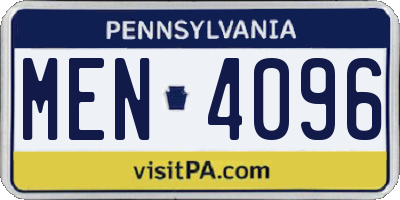 PA license plate MEN4096