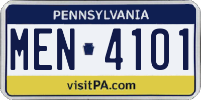 PA license plate MEN4101