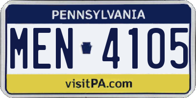 PA license plate MEN4105