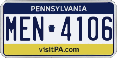 PA license plate MEN4106