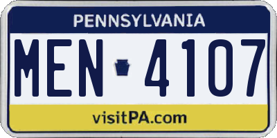 PA license plate MEN4107