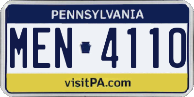 PA license plate MEN4110
