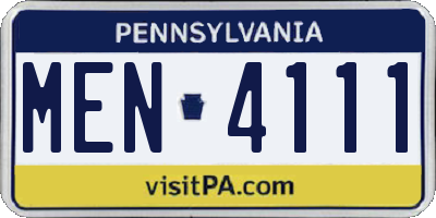 PA license plate MEN4111