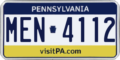 PA license plate MEN4112