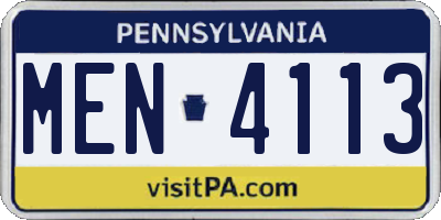 PA license plate MEN4113