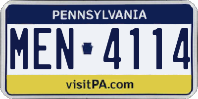 PA license plate MEN4114