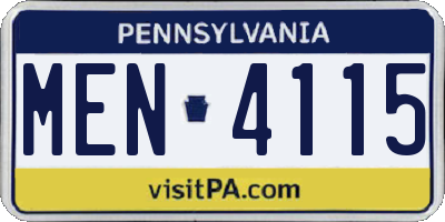 PA license plate MEN4115